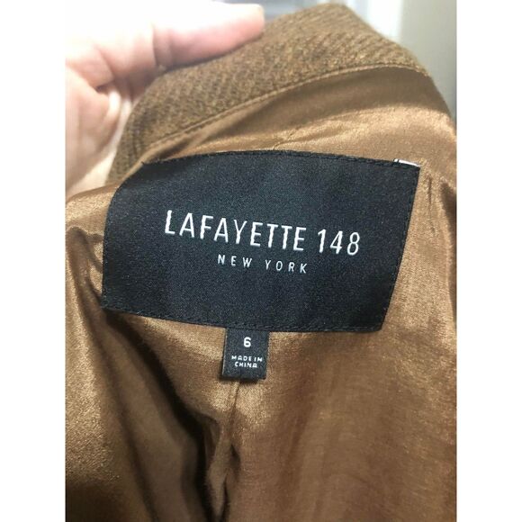 Lafayette 148 Wool + Silk Camel Brown Double Button Blazer, size 6 - Picture 5 of 6